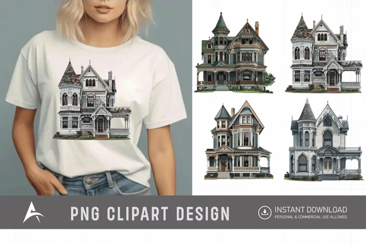 Watercolor Victorian House Clipart
