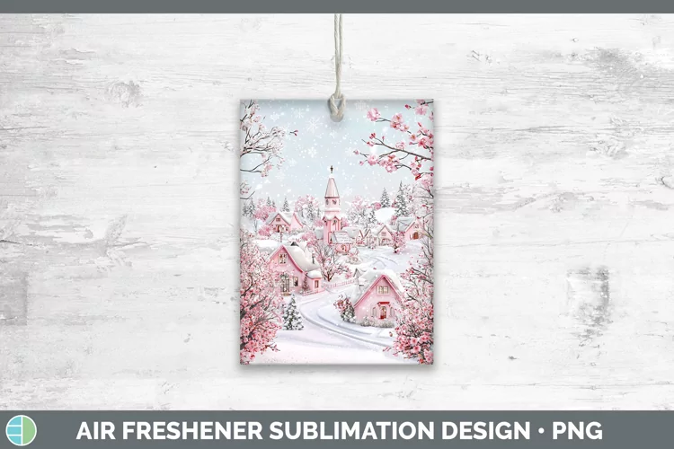 Watercolor Village Air Freshener Sublimation Car Freshener D