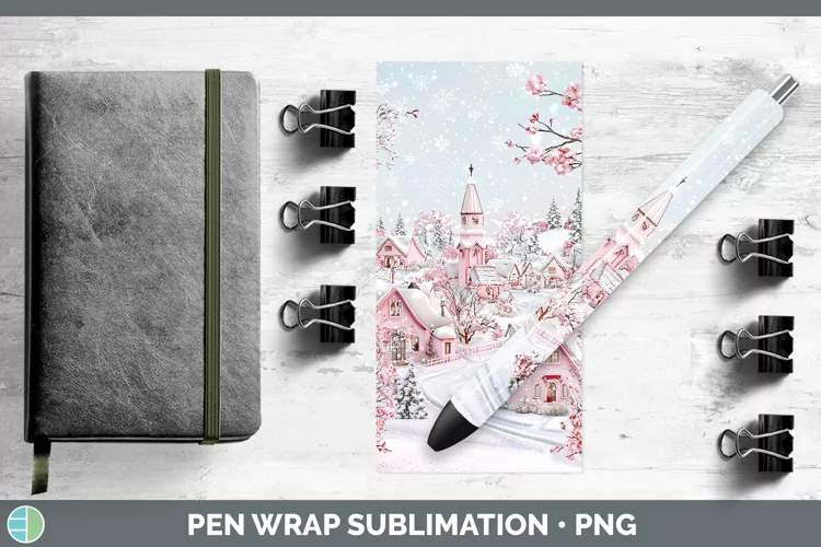 Watercolor Village Pen Wrap Sublimation Pen Designs