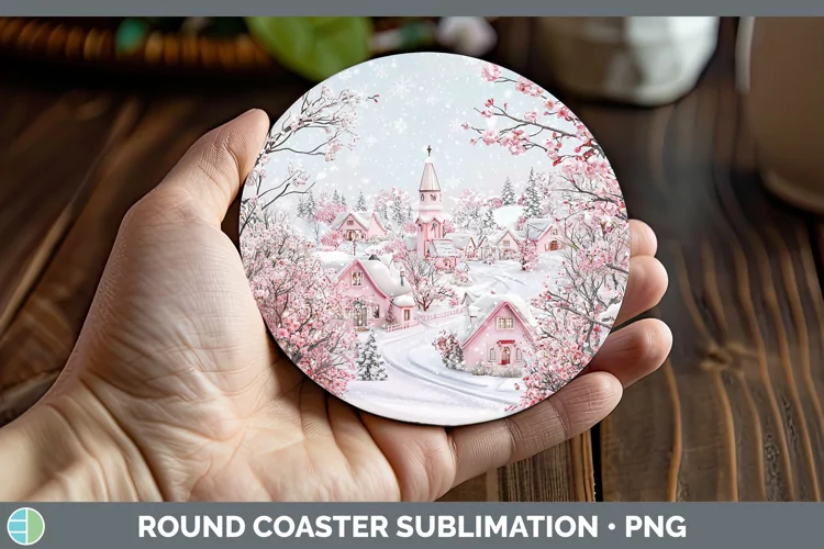 Watercolor Village Round Coaster Sublimation Coaster Designs