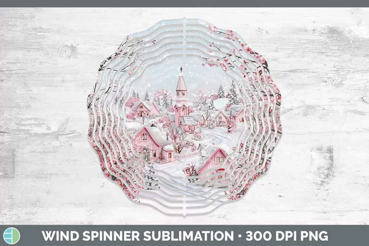 Watercolor Village Wind Spinner Sublimation Spinner Designs