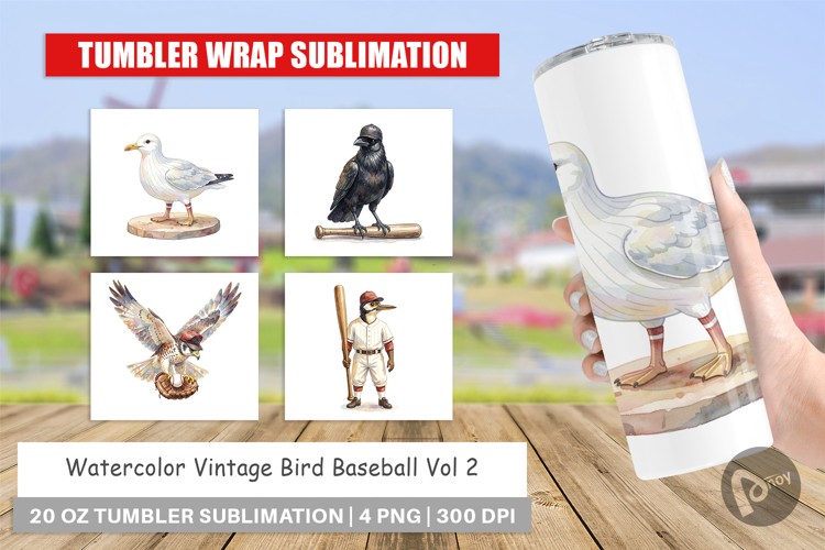 Vintage Bird Baseball Tumbler