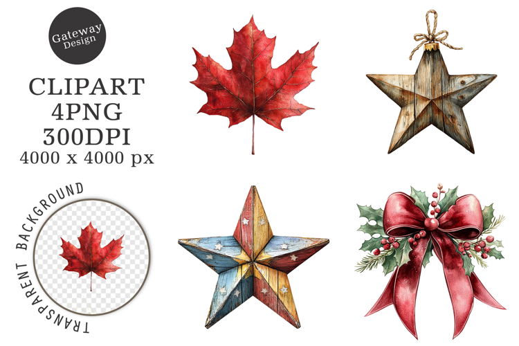Watercolor Vintage Christmas Clipart
