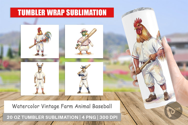 Vintage Farm Animal Baseball Tumbler