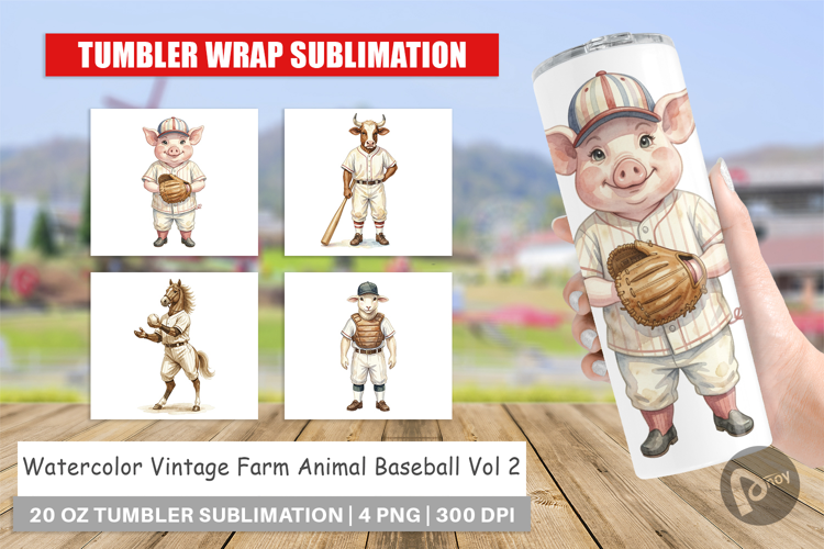Vintage Farm Animal Baseball Tumbler