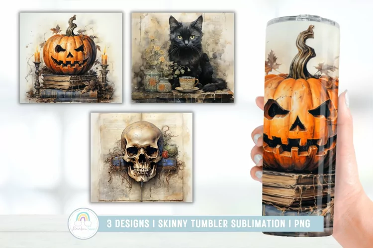 Vintage Halloween Tumbler Wrap I Tumbler Sublimation