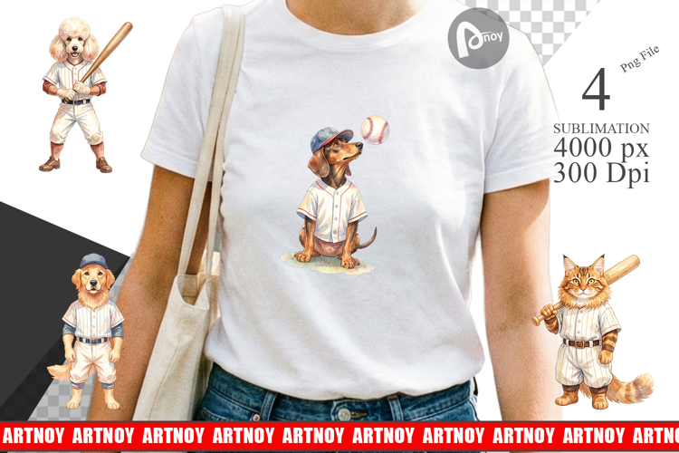 Vintage Pet Animal Baseball Sublimation