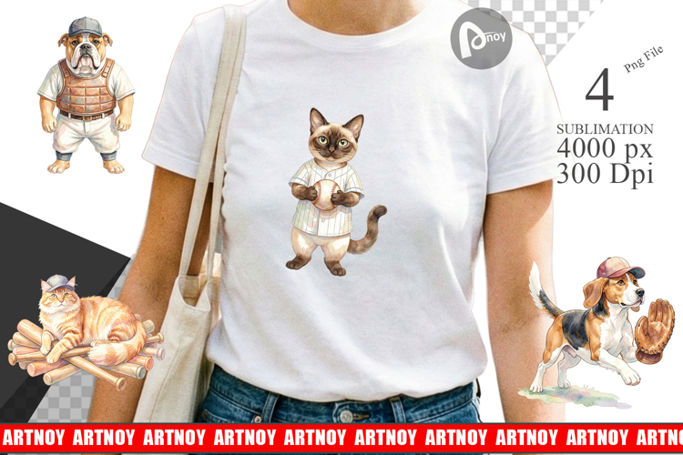 Vintage Pet Animal Baseball Sublimation