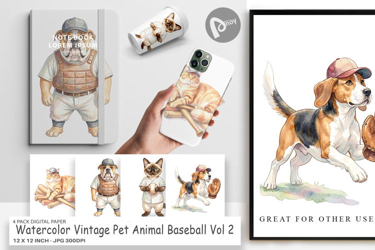 Pet Animal Baseball Digital Paper