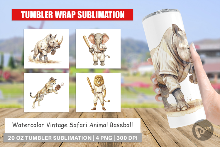 Safari Animal Baseball Tumbler