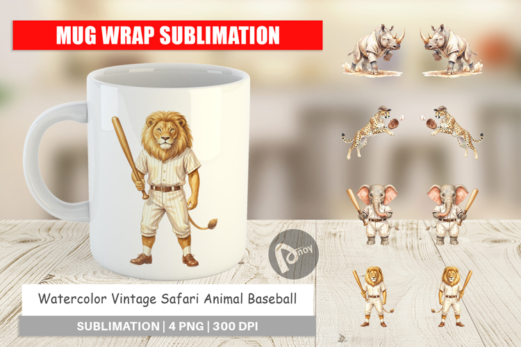 Safari Animal Baseball Mug Wrap