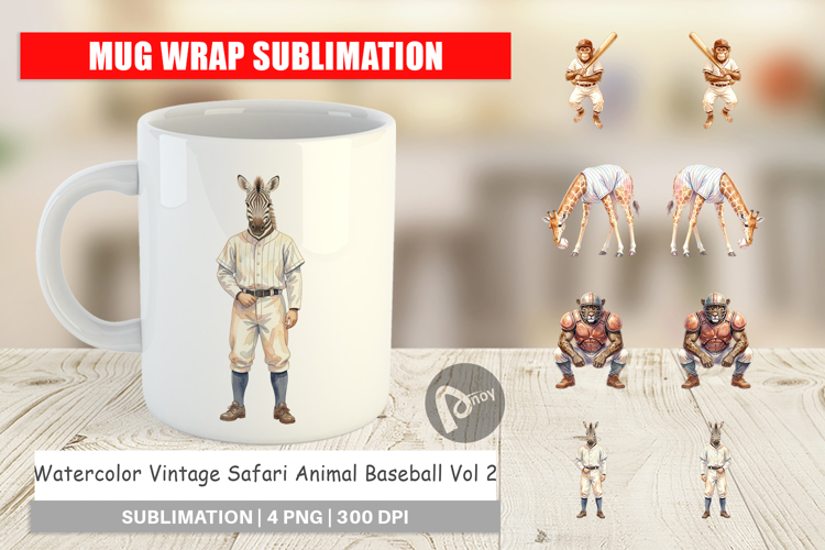 Safari Animal Baseball Mug Wrap