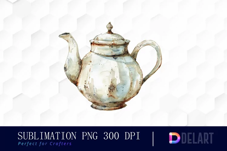 Vintage Teapot Watercolor Clipart