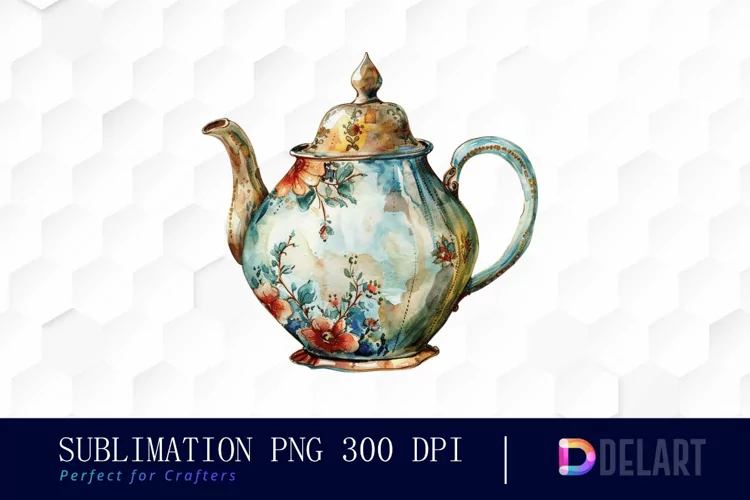 Vintage Teapot Watercolor Clipart