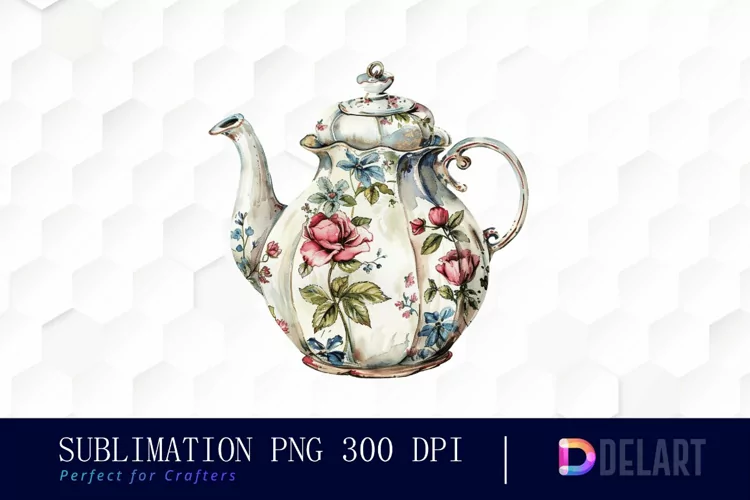 Vintage Teapot Watercolor Clipart
