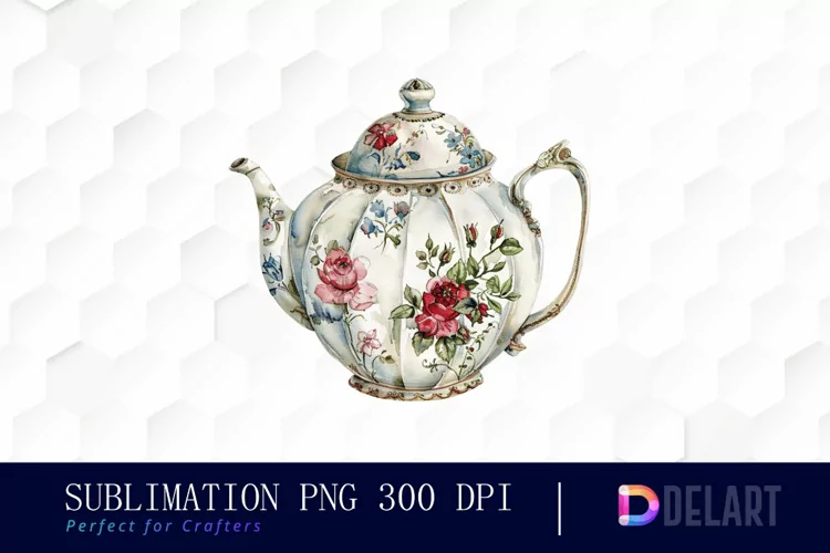 Vintage Teapot Watercolor Clipart
