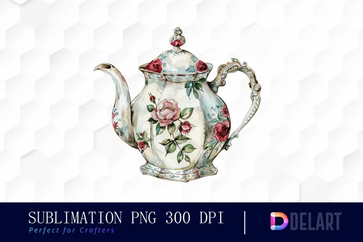 Vintage Teapot Watercolor Clipart