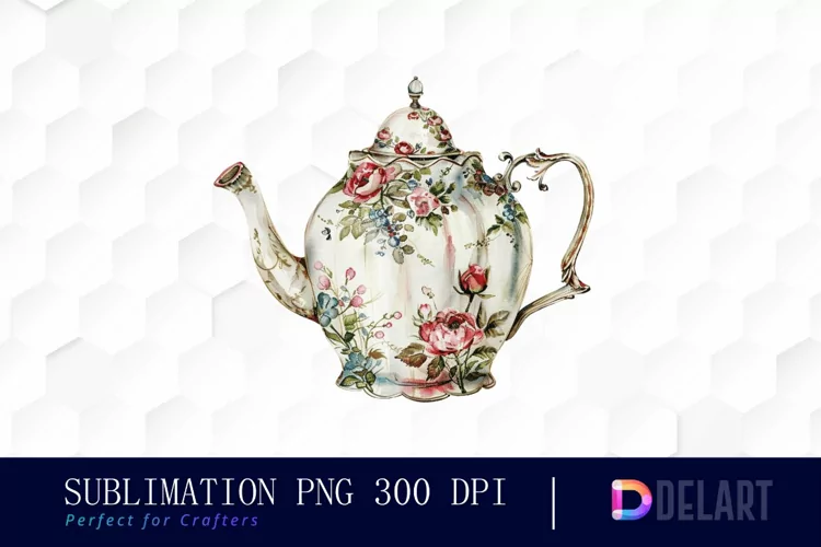 Vintage Teapot Watercolor Clipart