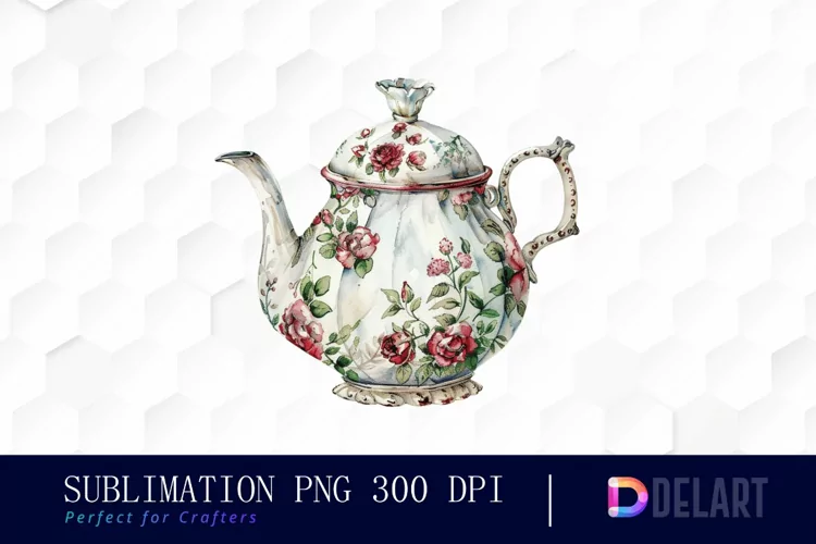 Vintage Teapot Watercolor Clipart