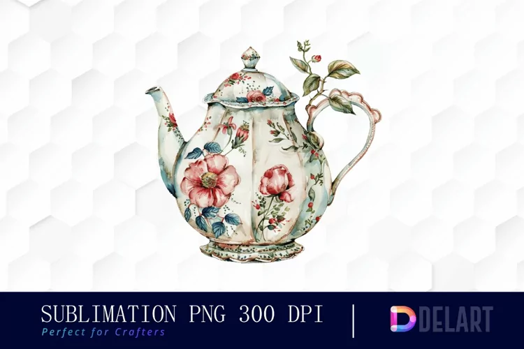 Vintage Teapot Watercolor Clipart