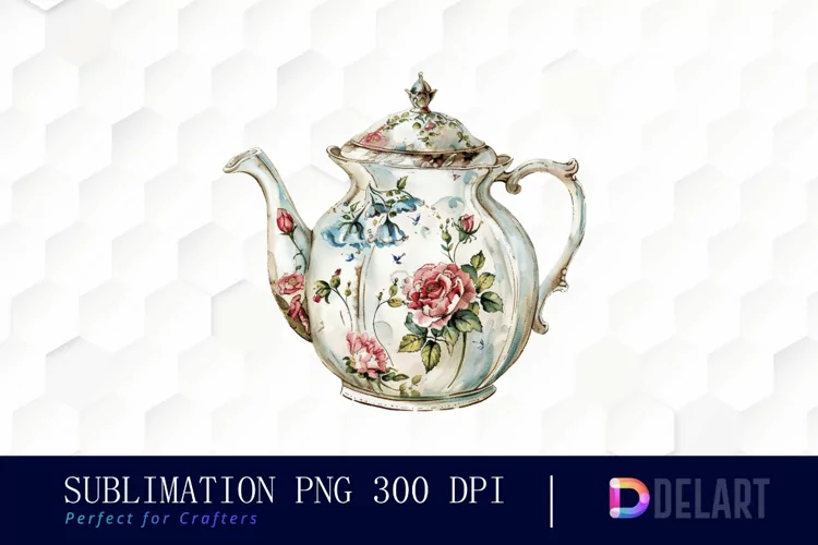 Vintage Teapot Watercolor Clipart