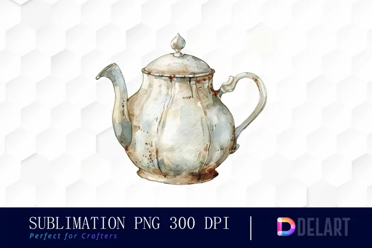 Vintage Teapot Watercolor Clipart