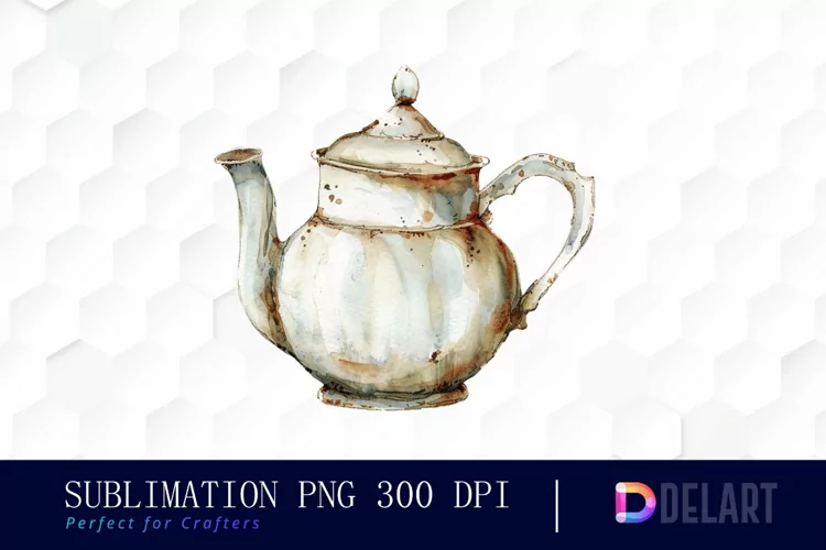 Vintage Teapot Watercolor Clipart
