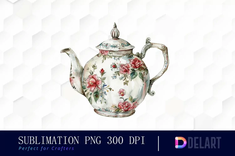Vintage Teapot Sublimation PNG Clipart