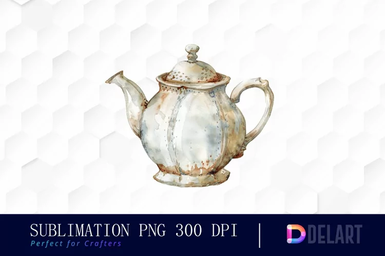Vintage Teapot Sublimation PNG Clipart