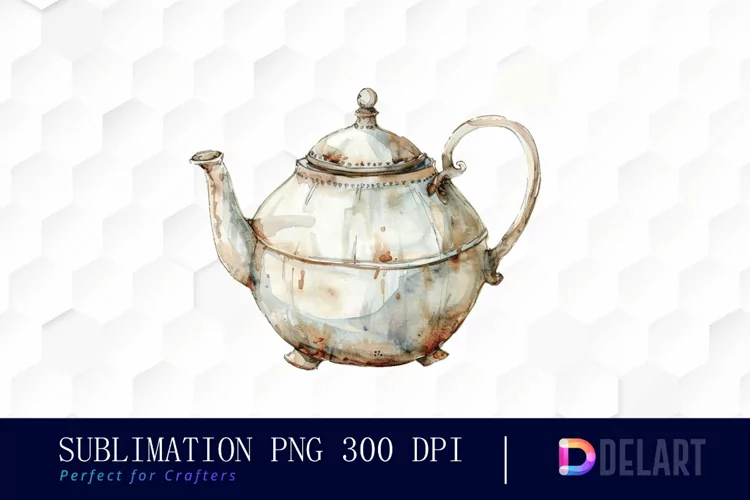 Vintage Teapot Sublimation PNG Clipart