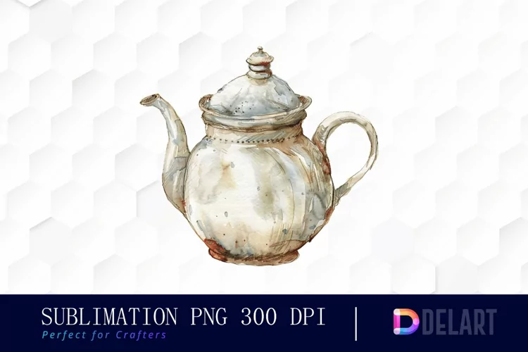 Vintage Teapot Sublimation PNG Clipart