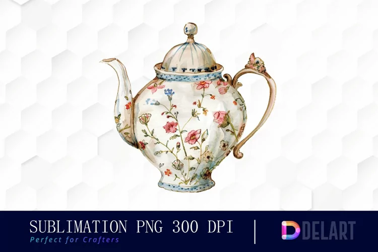 Vintage Teapot Watercolor Clipart