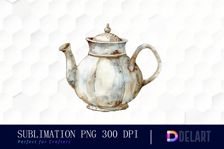 Vintage Teapot Sublimation PNG Clipart