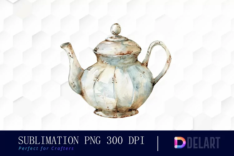 Vintage Teapot Sublimation PNG Clipart