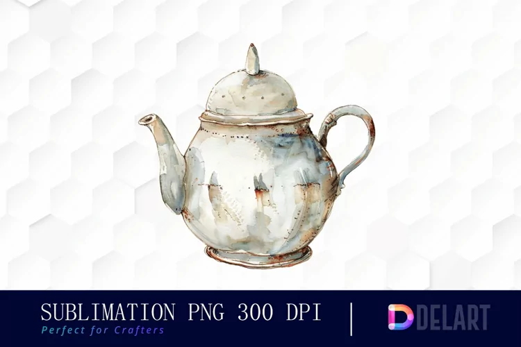 Vintage Teapot Watercolor Clipart
