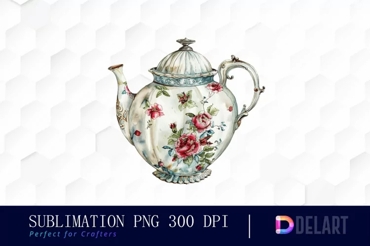 Vintage Teapot Sublimation PNG Clipart