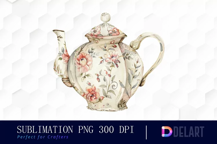 Vintage Teapot Watercolor Clipart