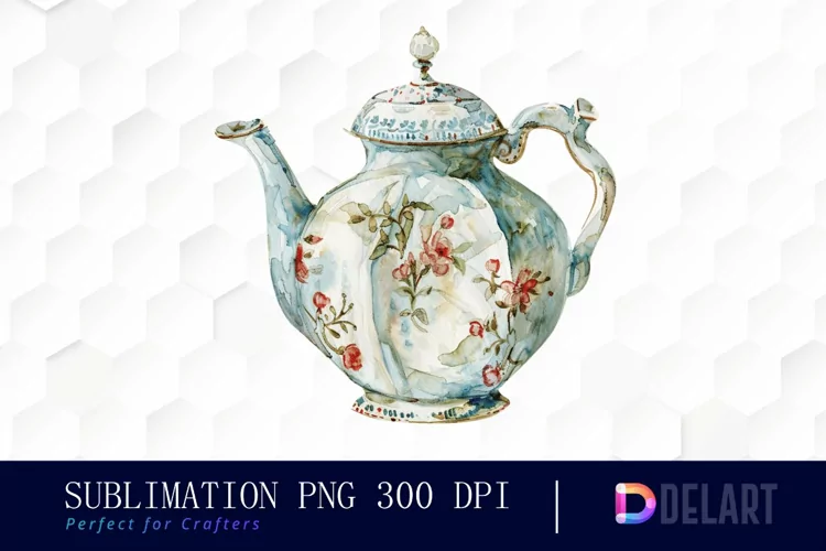 Vintage Teapot Sublimation PNG Clipart