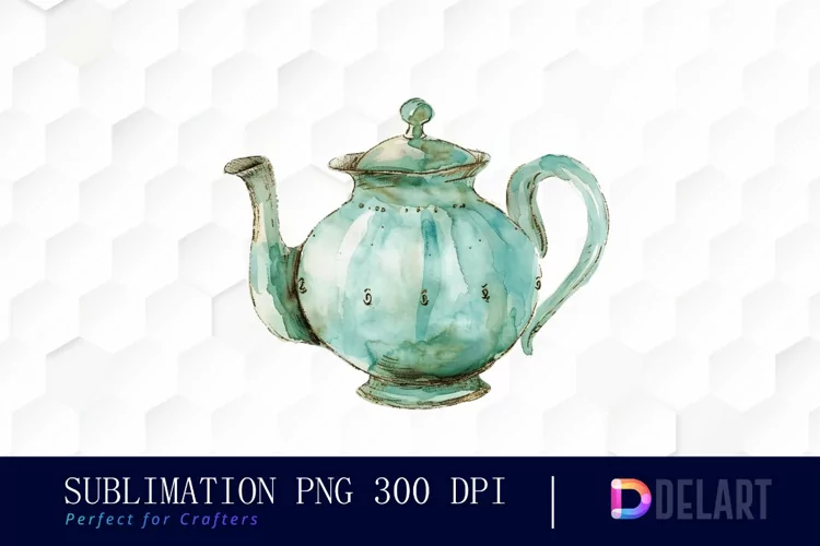 Vintage Teapot Watercolor Clipart
