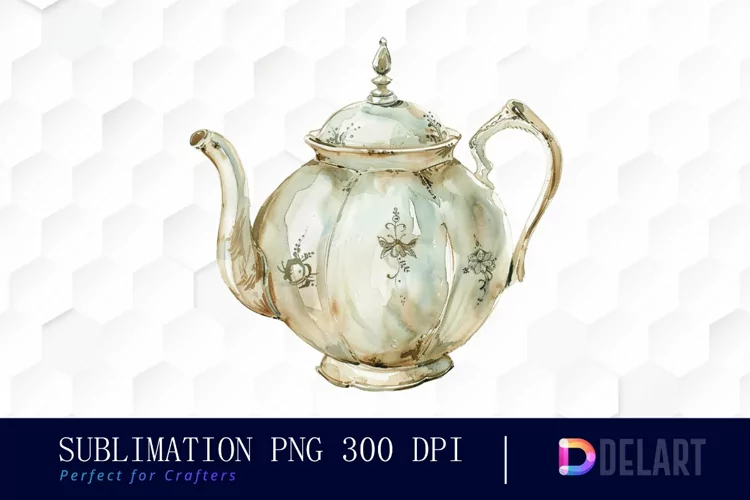Vintage Teapot Watercolor Clipart