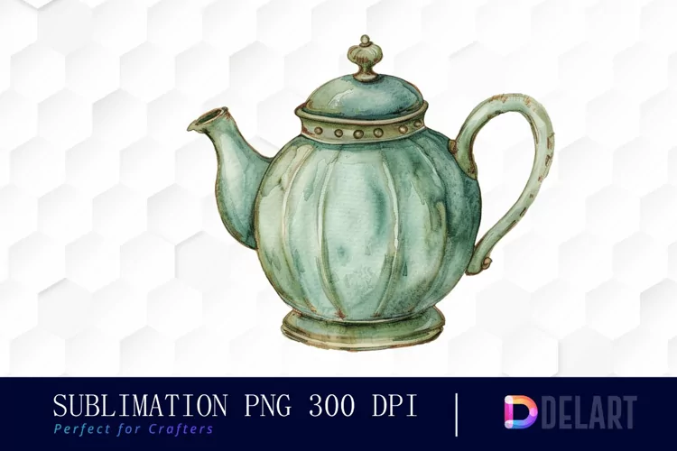 Vintage Teapot Sublimation PNG Clipart