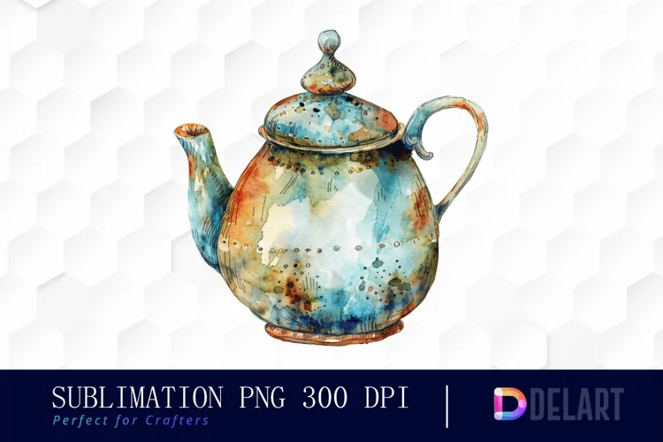 Vintage Teapot Watercolor Clipart