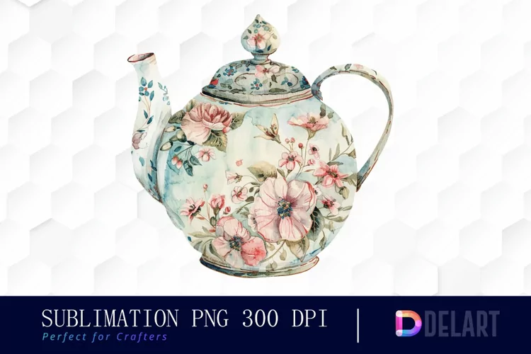 Vintage Teapot Watercolor Clipart