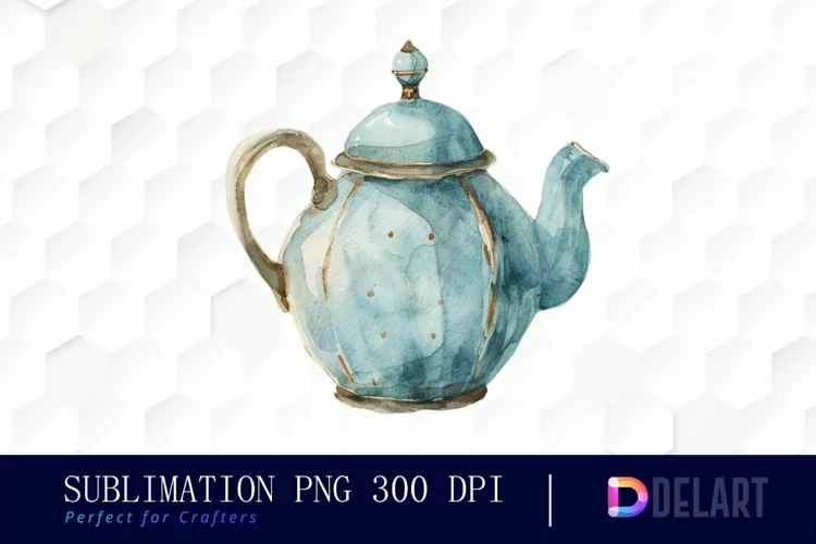 Vintage Teapot Watercolor Clipart