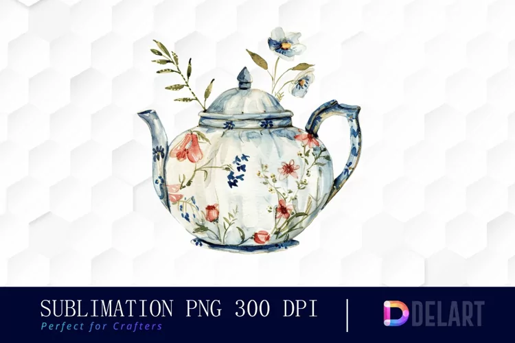 Vintage Teapot Watercolor Clipart