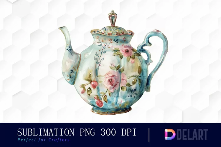 Vintage Teapot Watercolor Clipart