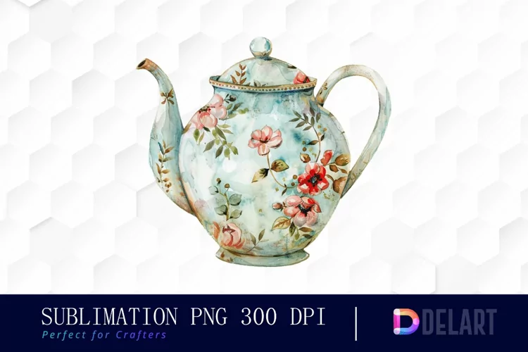 Vintage Teapot Watercolor Clipart