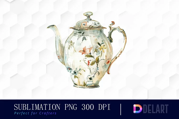 Vintage Teapot Sublimation PNG Clipart