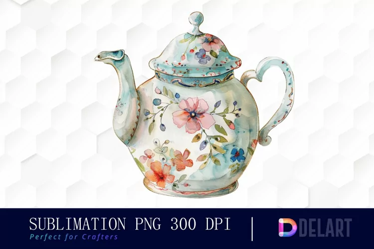 Vintage Teapot Sublimation PNG Clipart