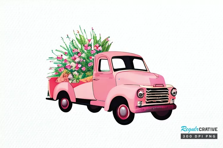 Watercolor Vintage Truck PNG Clipart